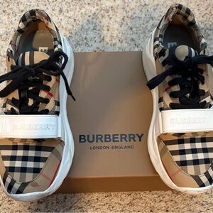 Burberry Plaid Sneakers - Black, White, Tan